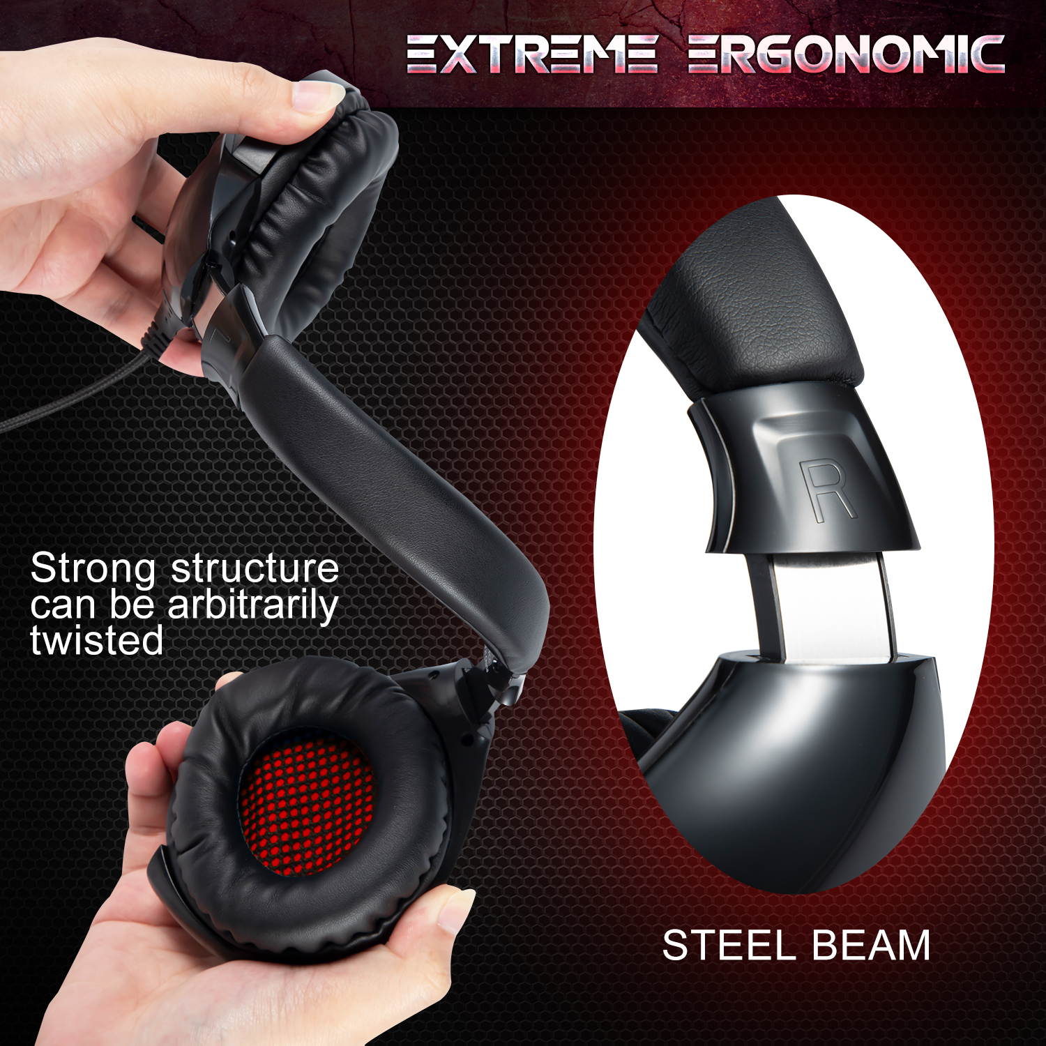 ONIKUMA K7 Gaming Headset Over-ear Dynamic Stereo Bass Sound Headset with Adjustable Headband Microphone for PS4 Xbox One PC