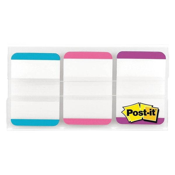Post-it 686LAPV File Tabs, 1 X 1 1/2, Aqua/Pink/Violet, 66/Pack