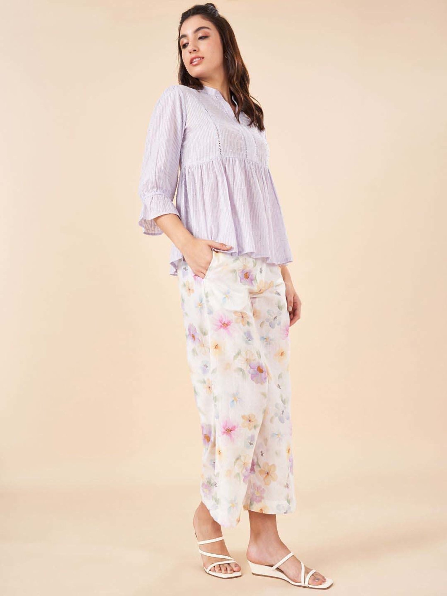 Akkriti by Pantaloons Purple Cotton Self Pattern Tunic