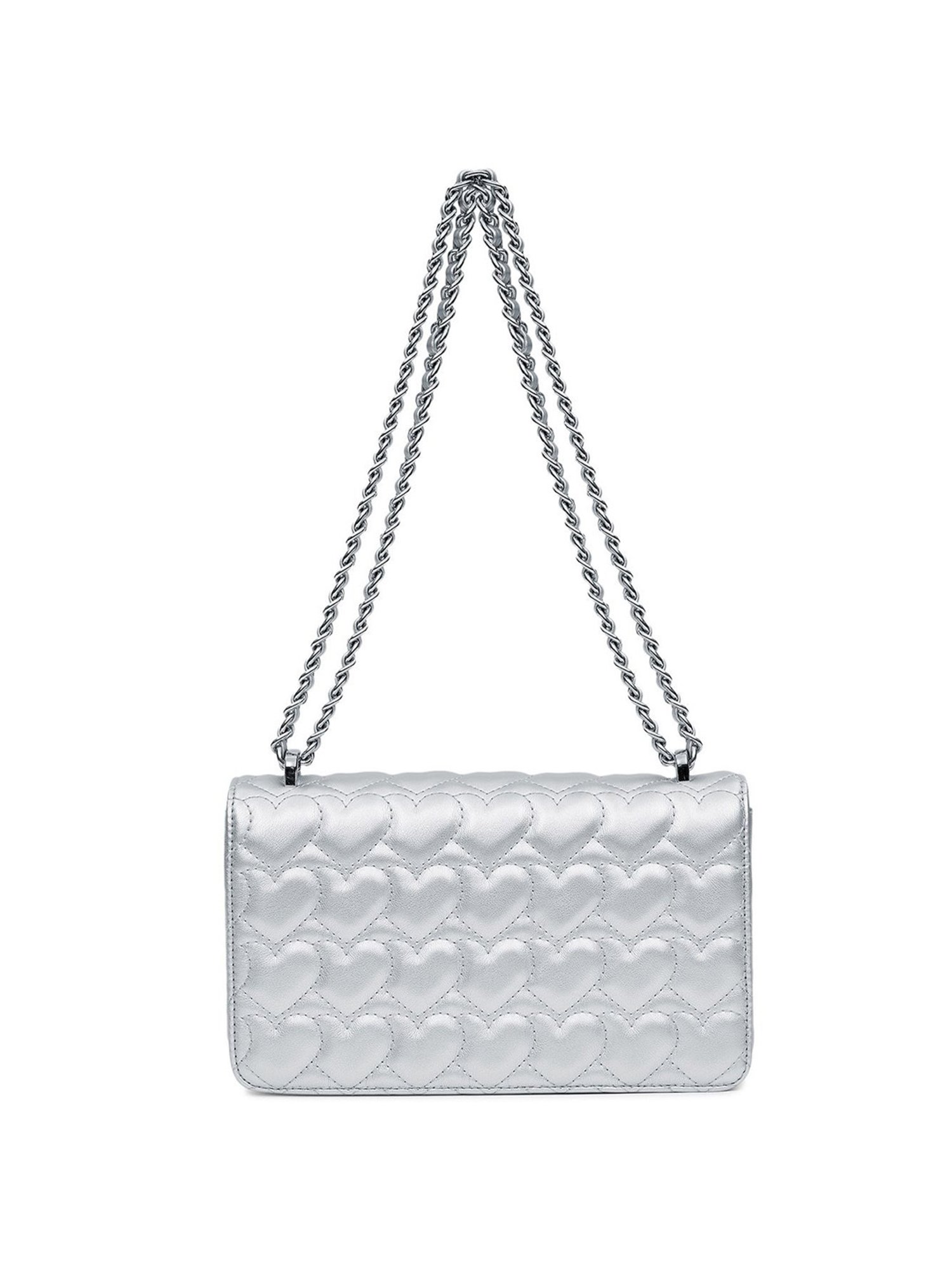 Miraggio Desire Silver Faux Leather Quilted Sling Handbag