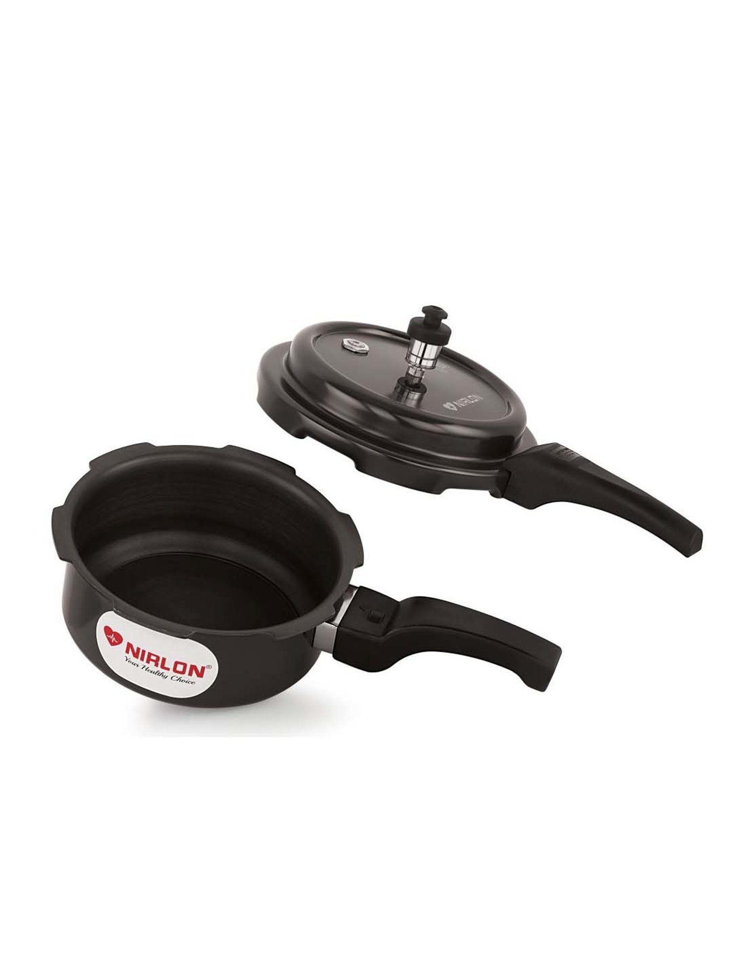 Nirlon Black Hard Anodised Induction & Gas Outer Lid Pressure Cooker (2 L)