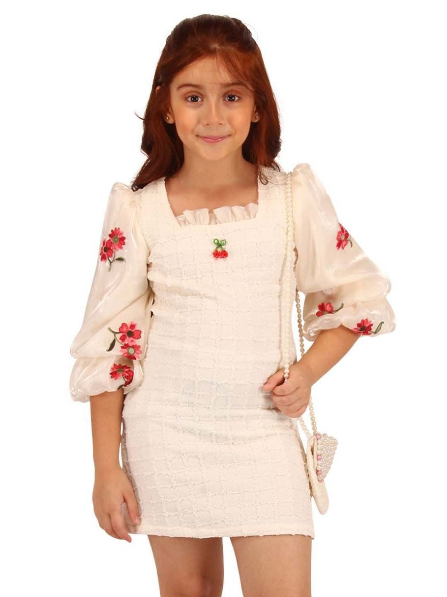 Cutecumber Kids Cream Polyester Dress