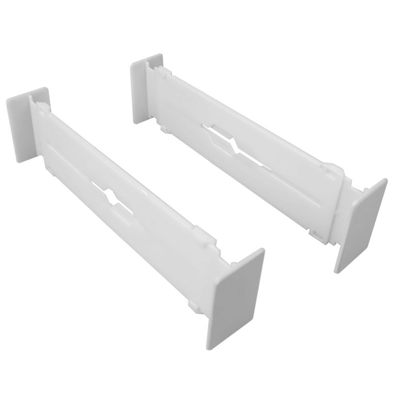 Home Basics 2 Piece Plastic Adjustable Drawer Dividers, White