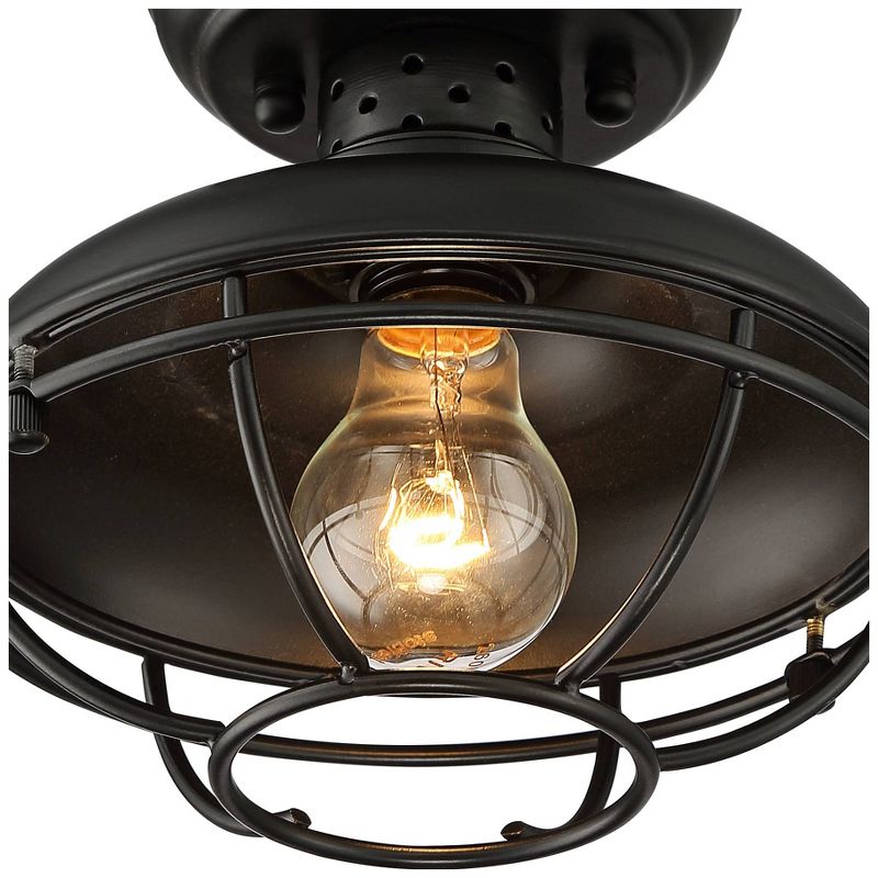 Franklin Iron Works Farmhouse Vintage Outdoor Ceiling Light Fixture Black 8 1/2" Open Metal Cage for Exterior House Porch Patio