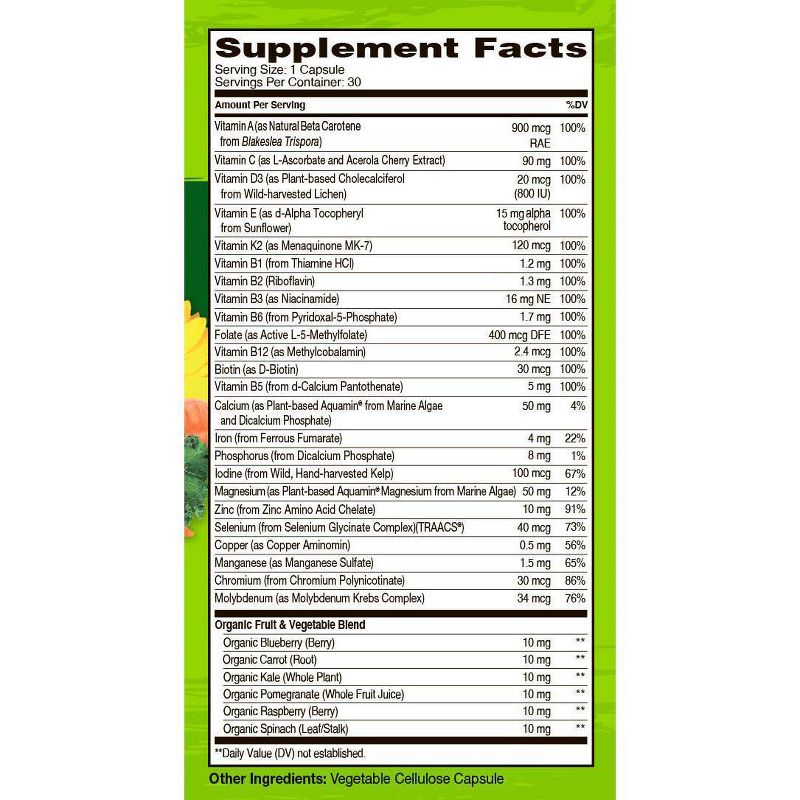 Naturelo Teen Boys & Girls Daily Multivitamin Capsules - 30ct