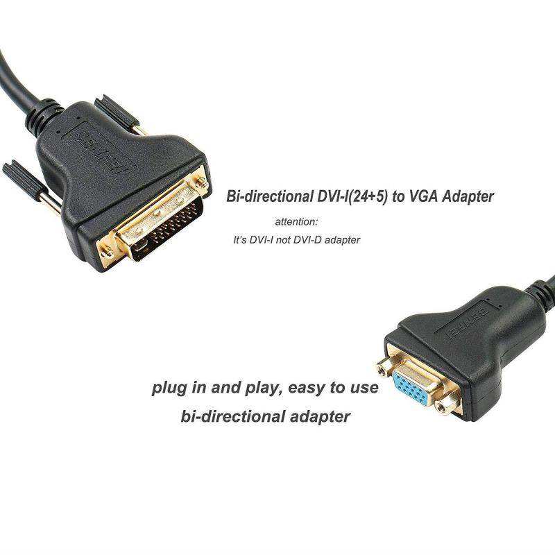 DVI-I to VGA Adapter, Benfei DVI 24+5 to VGA Male to Female Adapter with Gold Plated Cord