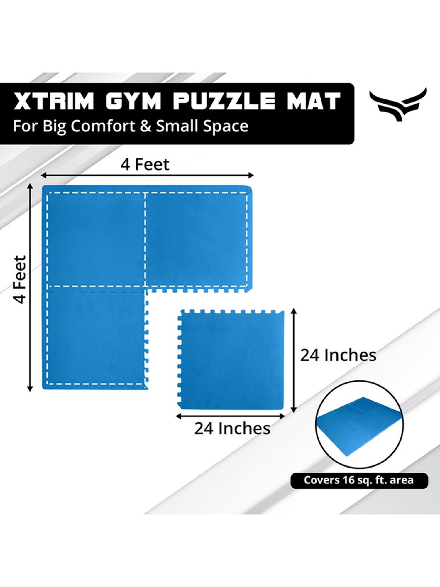Xtrim Puzzle Exercise Mat with EVA Foam (Blue) Size - 10mm