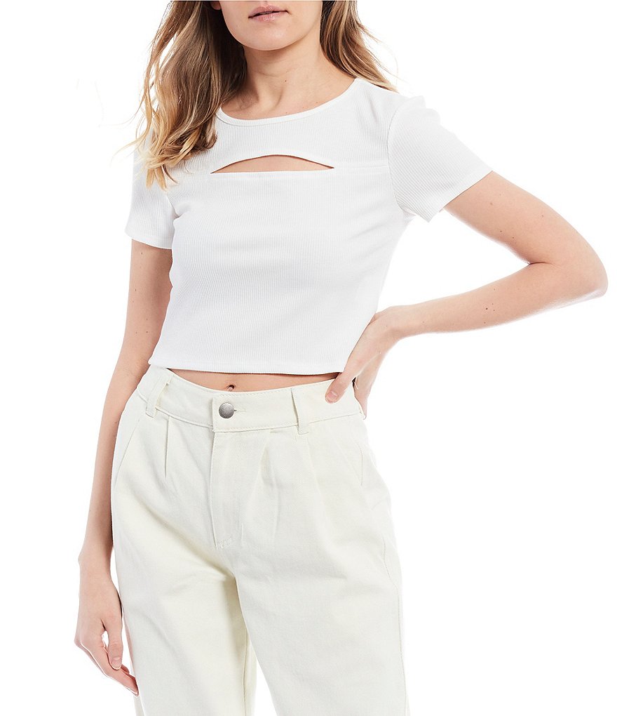 GB Ribbed Knit Cut Out Tee