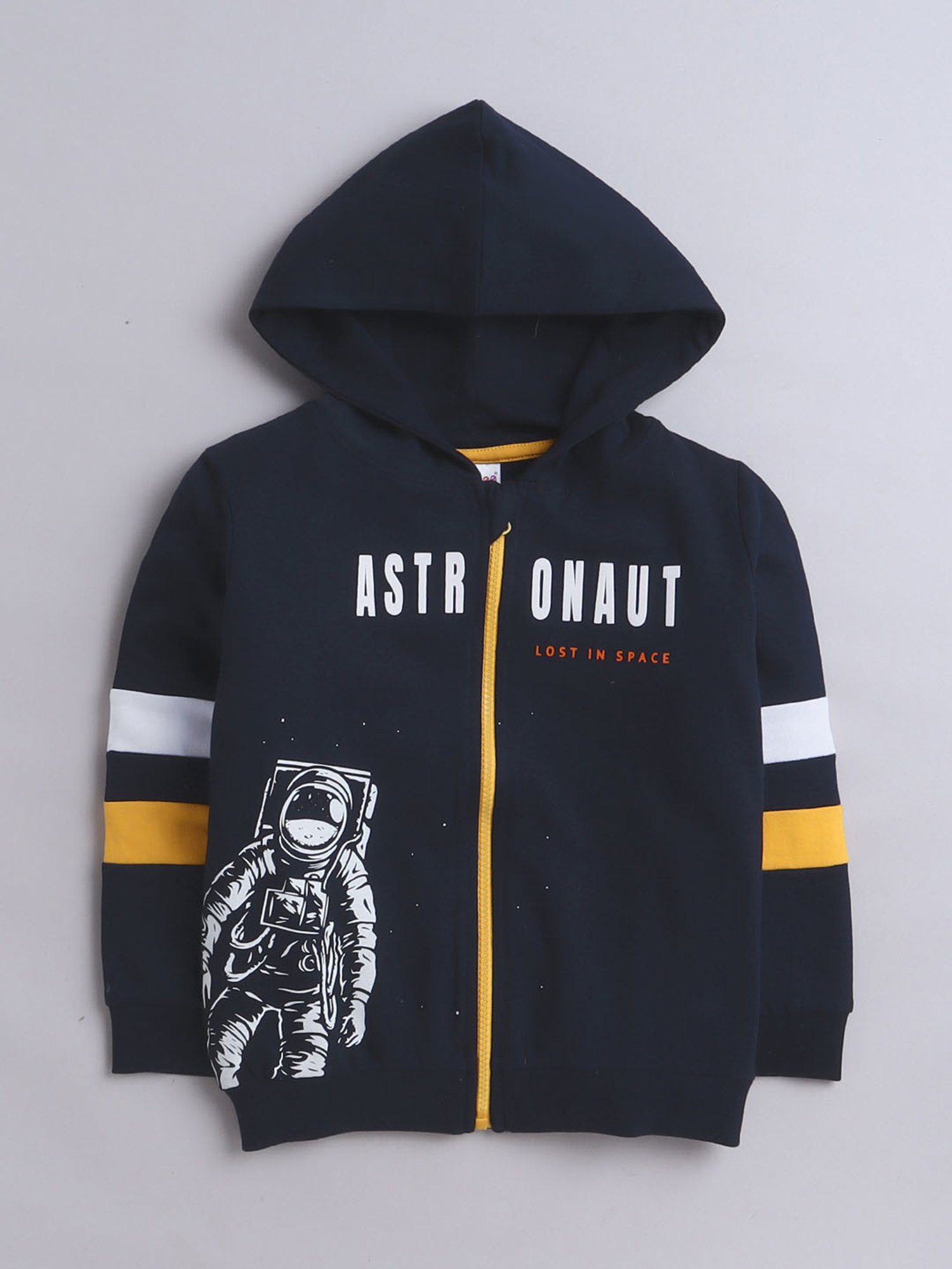 BUMZEE Navy Boys Full Sleeves Cotton Hooded Zipper Sweatshirt Age - 2-3 Years