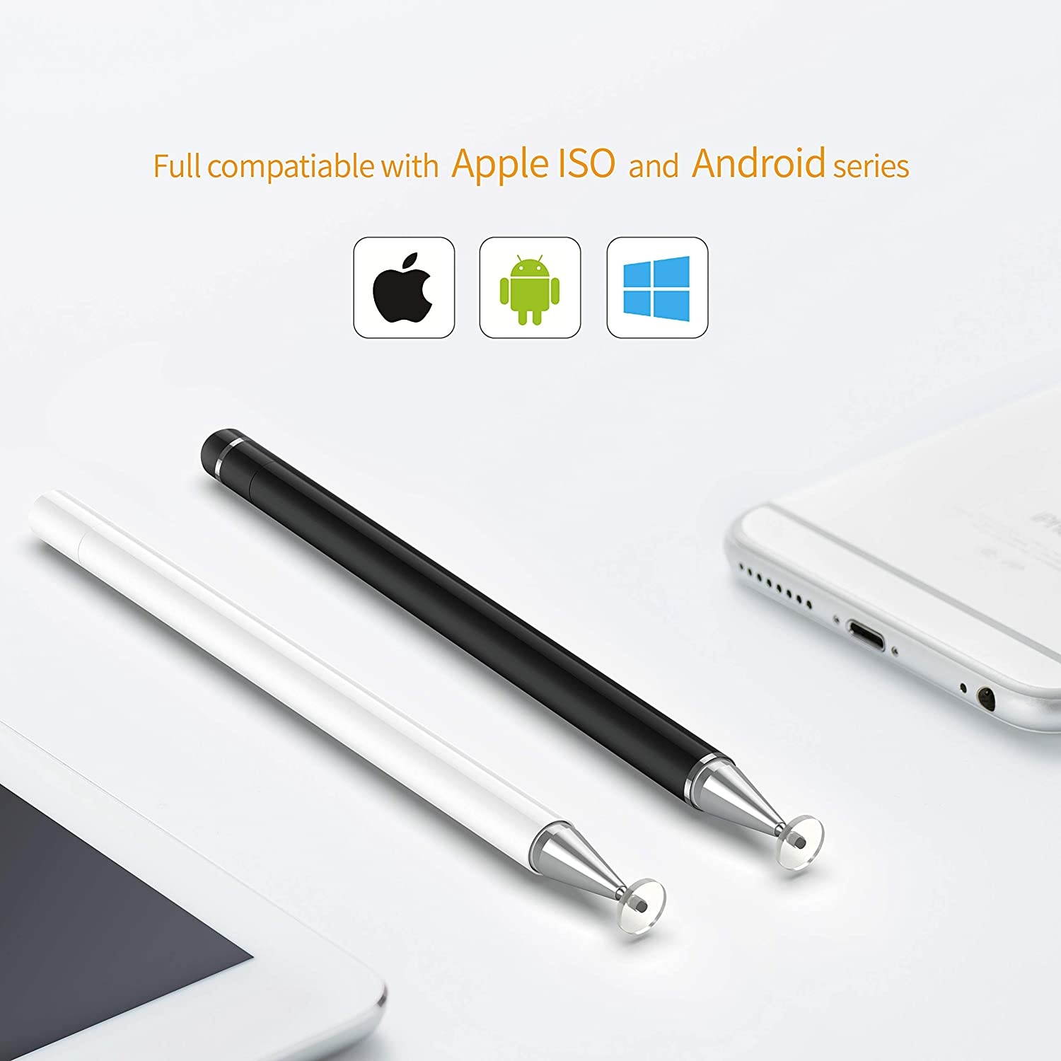 Stylus Pens for Touch Screens iPad Pencil, Magnetism Cap Capacitive Pen with Replacement Fine Point Fiber Disc Tips for Apple/iPhone/iPad Pro/Mini/air/Android/Microsoft/Surface/Tablet Or Kids Drawing