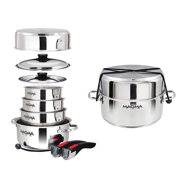 Magma Products 10 Piece Stainless Steel Gourmet Nesting Kitchen Cookware Set