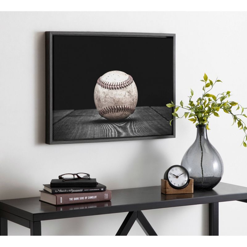 18" x 24" Sylvie Baseball Framed Canvas by Shawn St. Peter Gray - DesignOvation