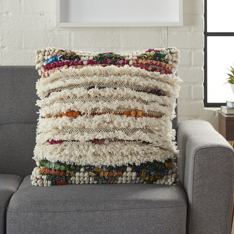 Mina Victory Life Styles Floral Texture Multicolor Throw Pillow - 20" x 20"