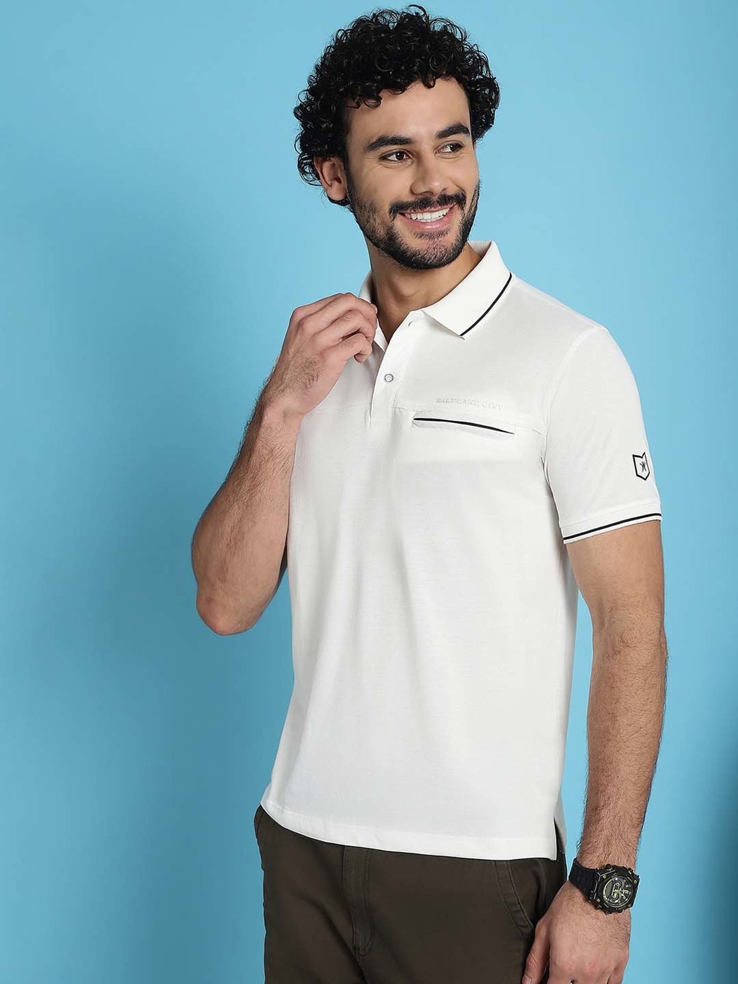 Venitian- Forbidden Clothing Off Whie Slim Fit Printed Polo T-Shirt