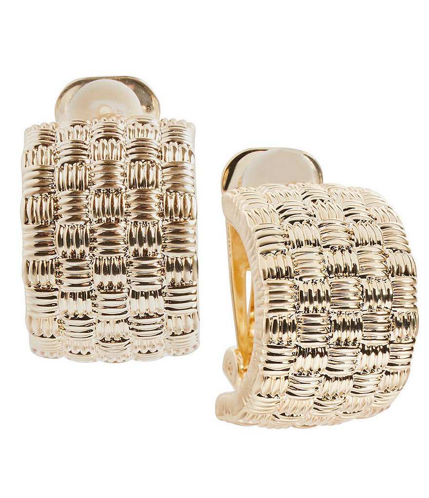 Ming Wang Matte Gold Woven Clip Earrings