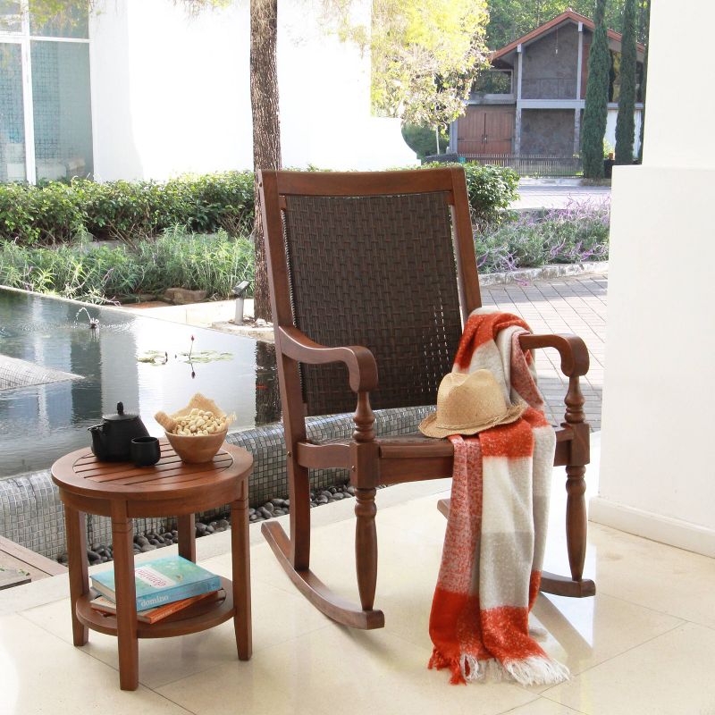 Alston Solid Wood Outdoor Side Table with Shelf - Brown - Cambridge Casual