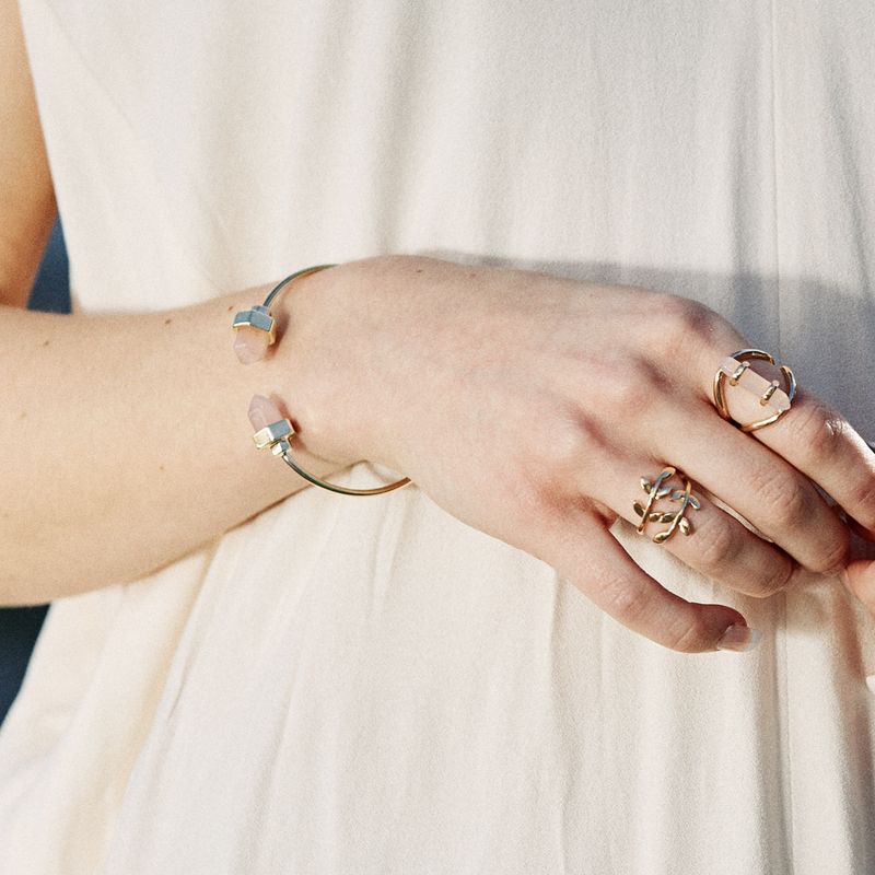 Sanctuary Project Rose Quartz Pillar Cuff Bracelet Gold