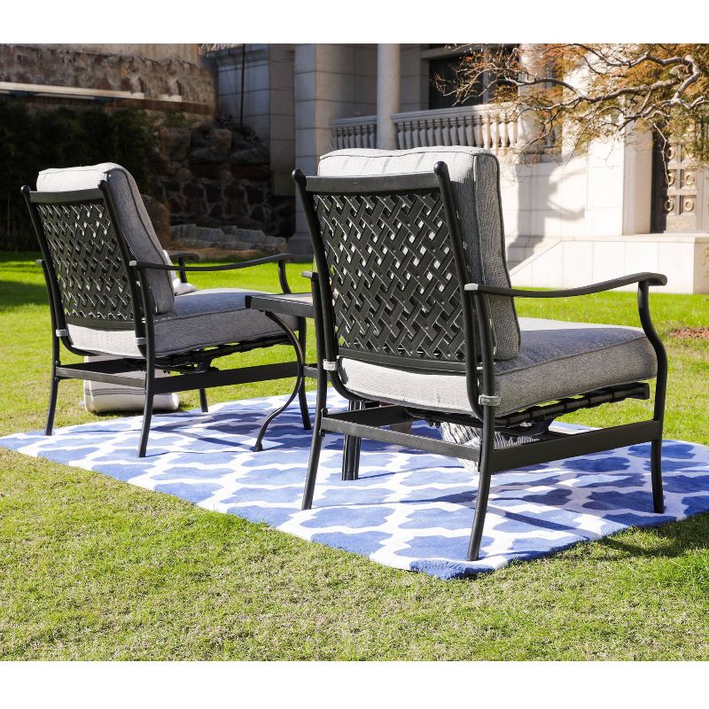 3pc Bistro Steel Patio Dining Sets Gray - Lokatse