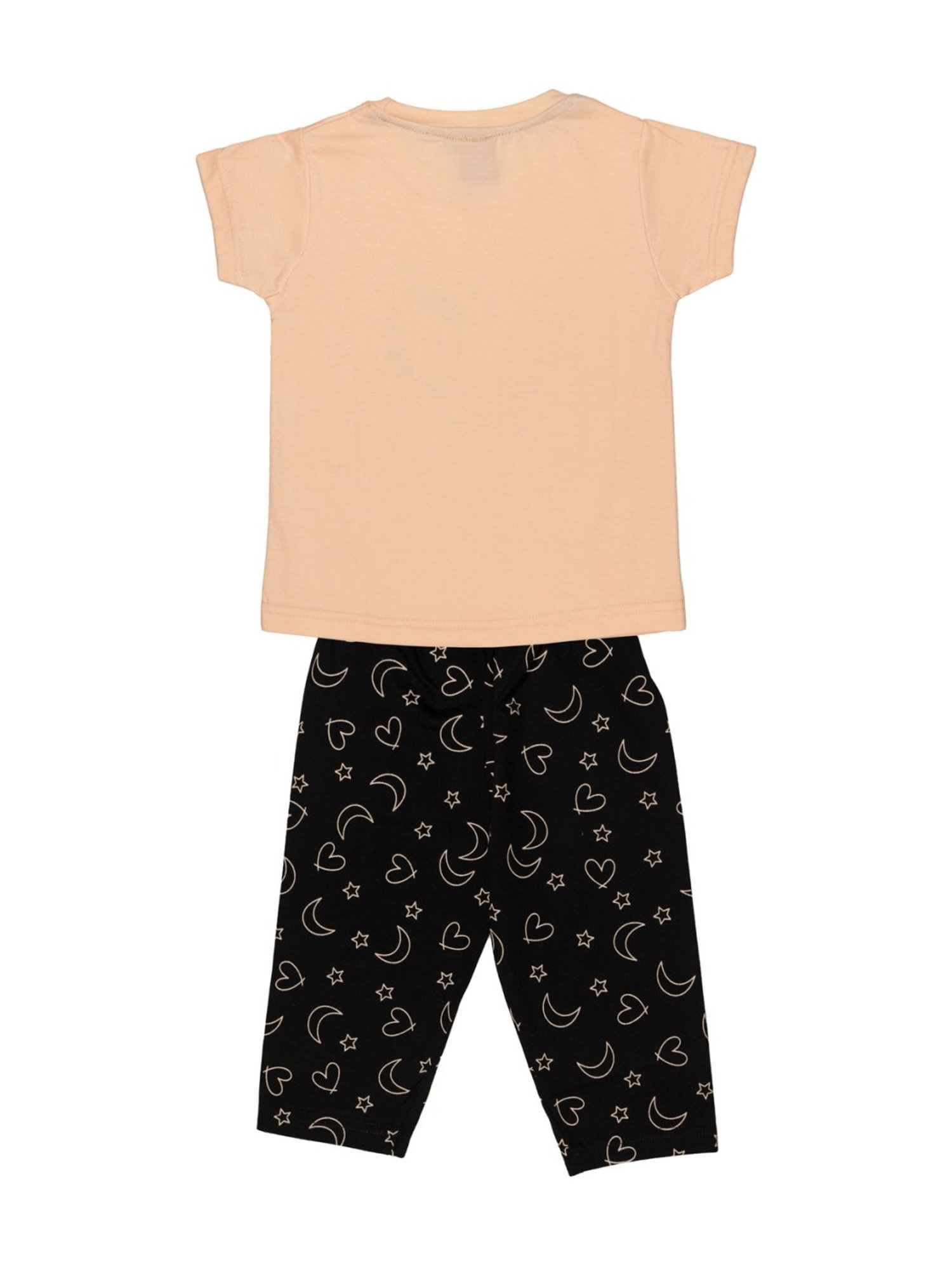 Todd N Teen Kids Peach Cotton Graphic Print T-Shirt & Pants