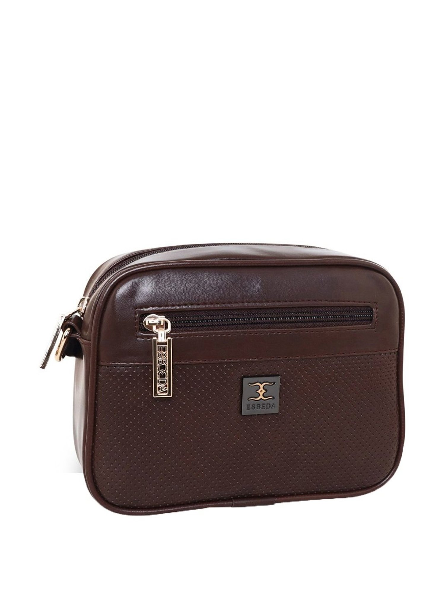 Esbeda Brown Textured Small Sling Handbag