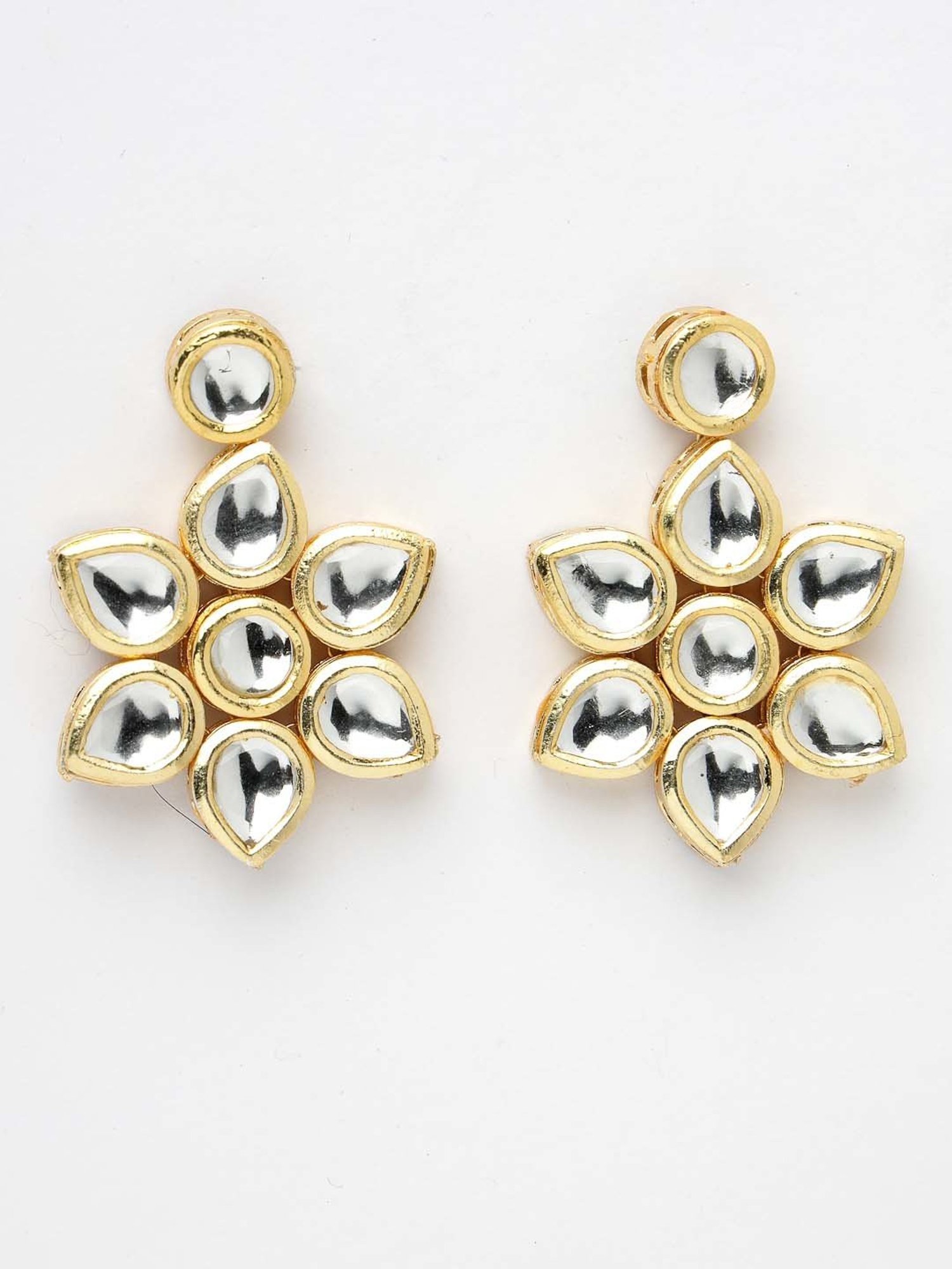 NVR Rhodium-Plated Kundan-Studded Necklace And Earrings for Women