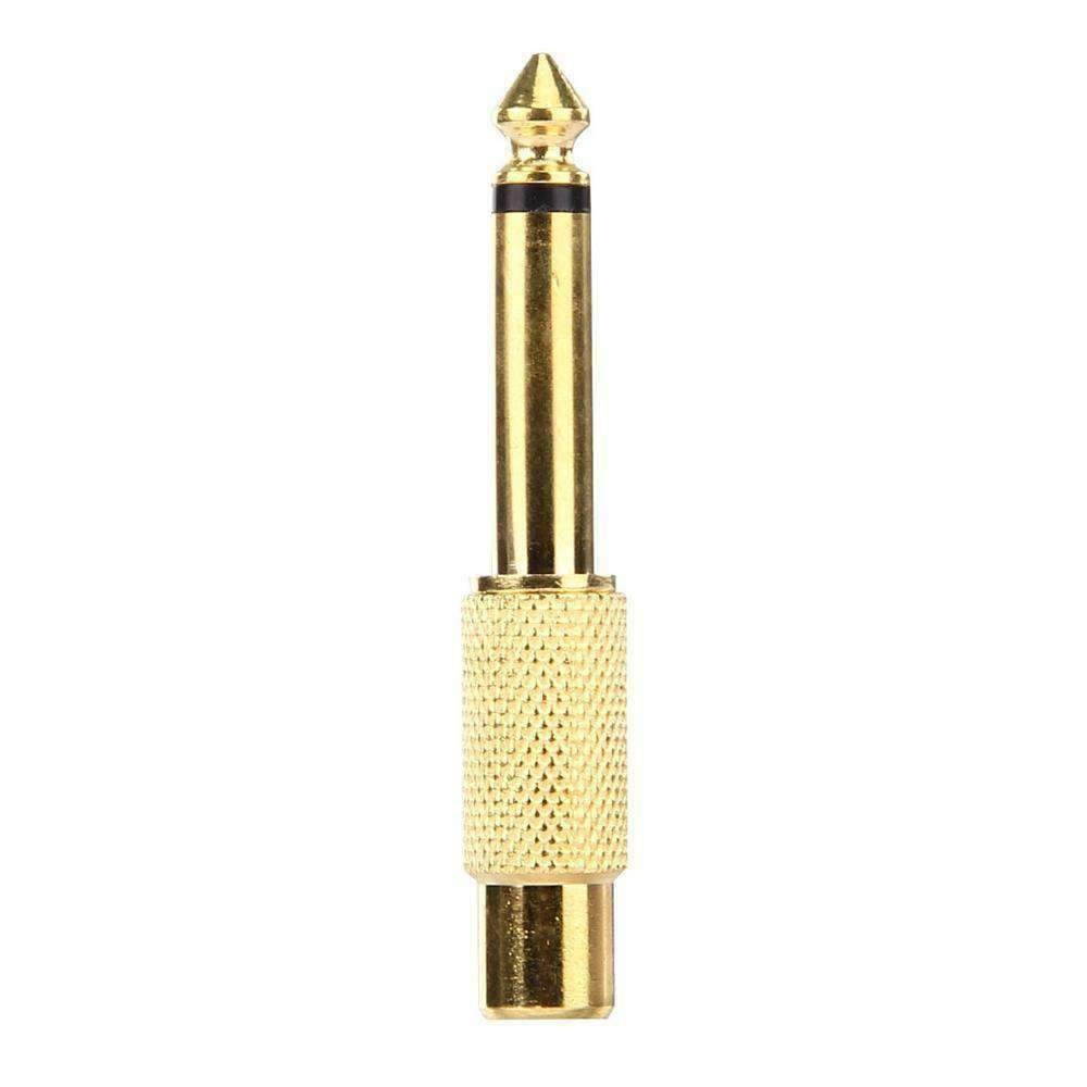 Gold Plated 6.35mm (1/4 Inch) Audio Mono Jack Plug to RCA Female Adapter NEW
