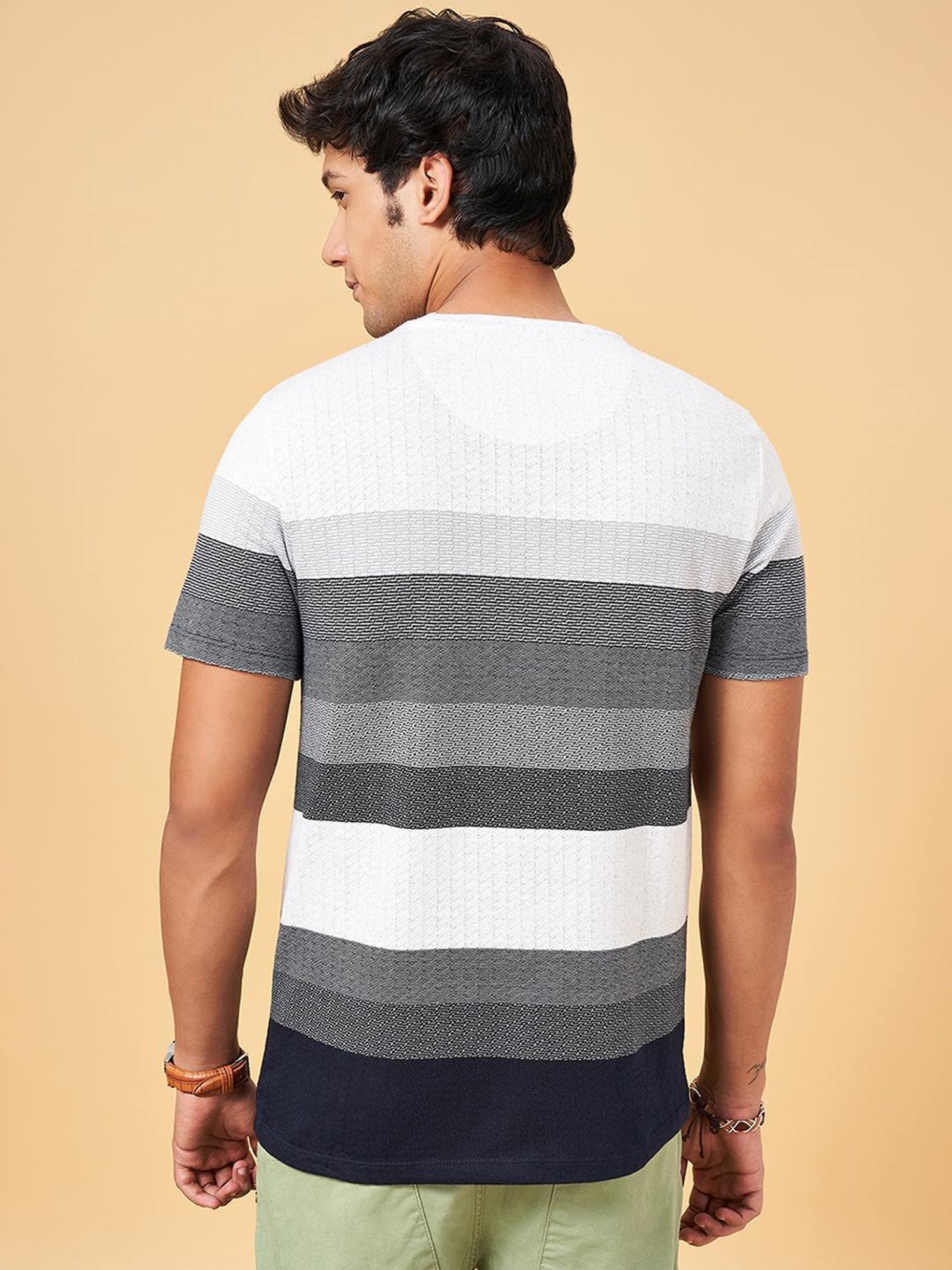 Urban Ranger by Pantaloons Multi Cotton Slim Fit Striped T-Shirt