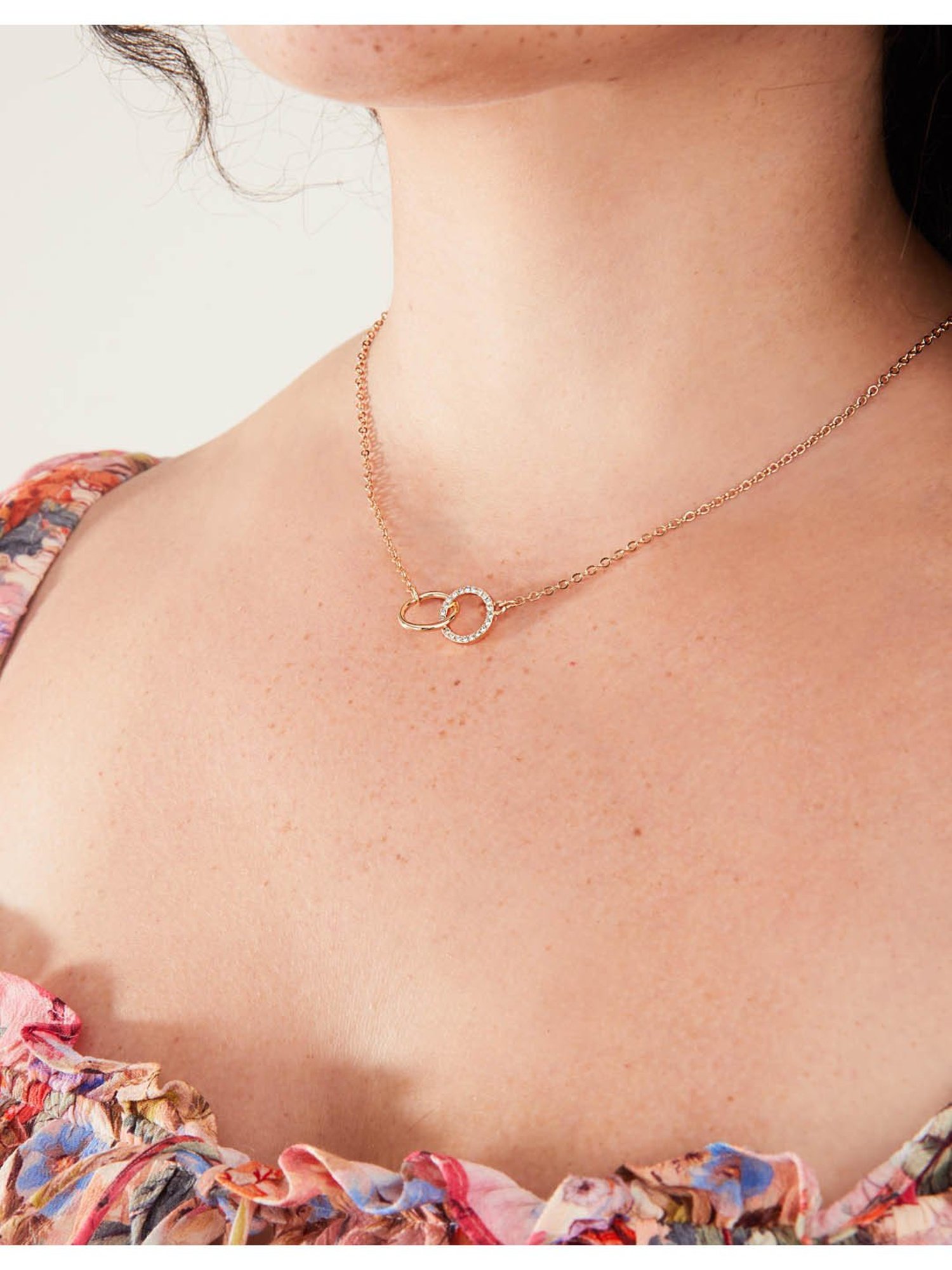 Accessorize London Gold Pave Link Circle Necklace for Women