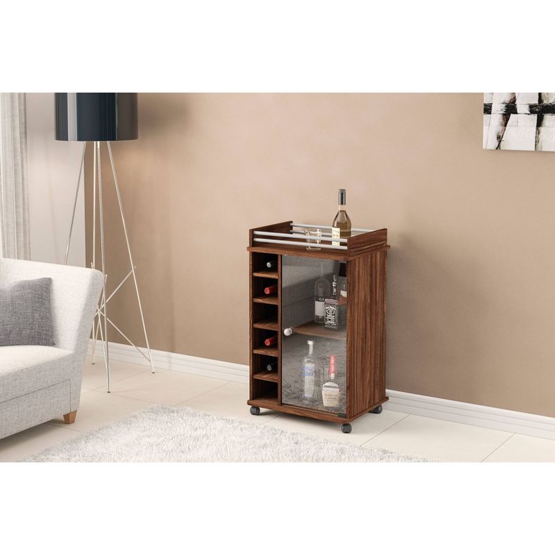 Newport Bar Cabinet w/Glass Door Dark Brown - Chique