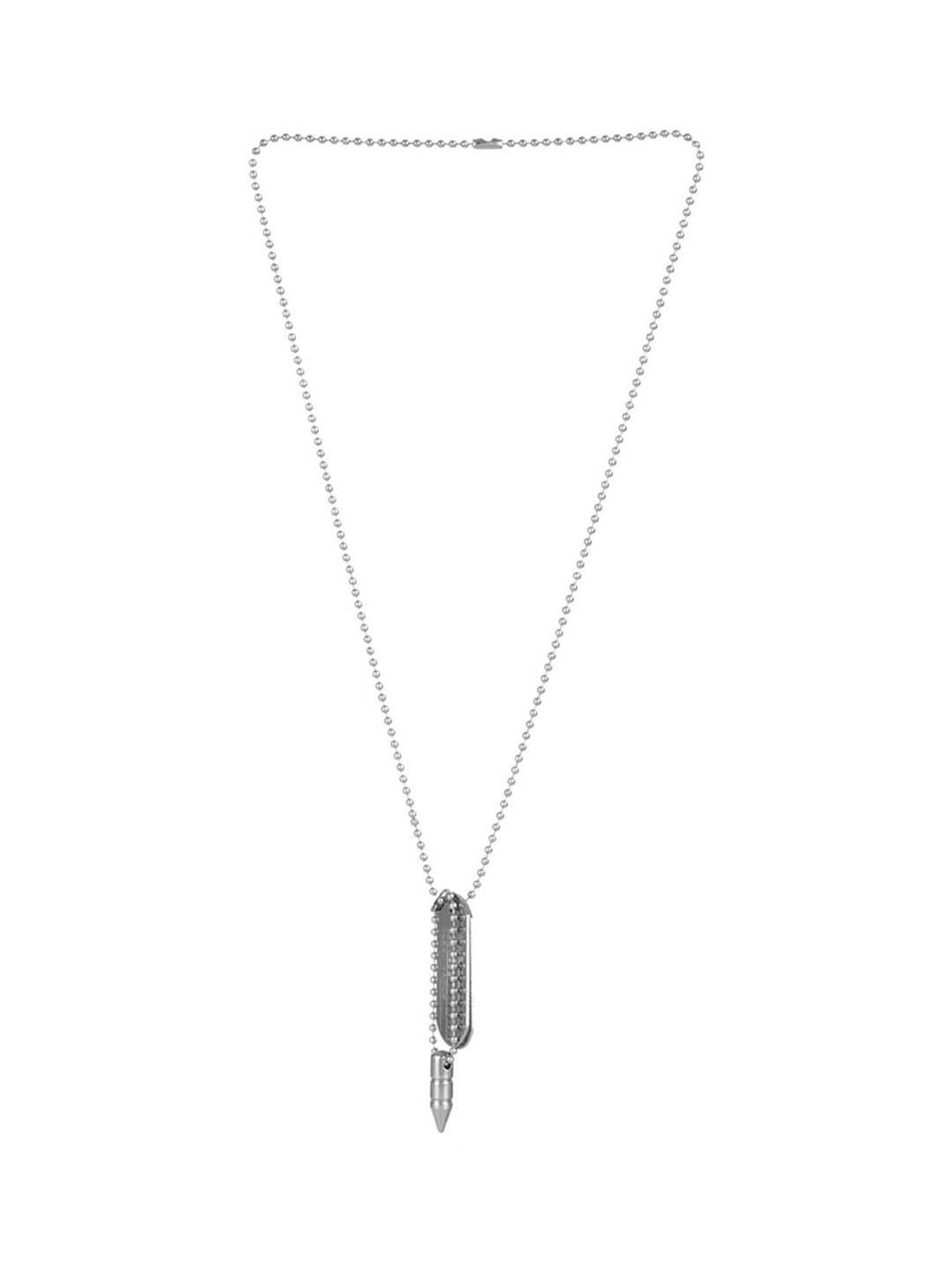 Bold By Priyaasi Trendy Bullet Tag Silver-Plated Pendant for Men