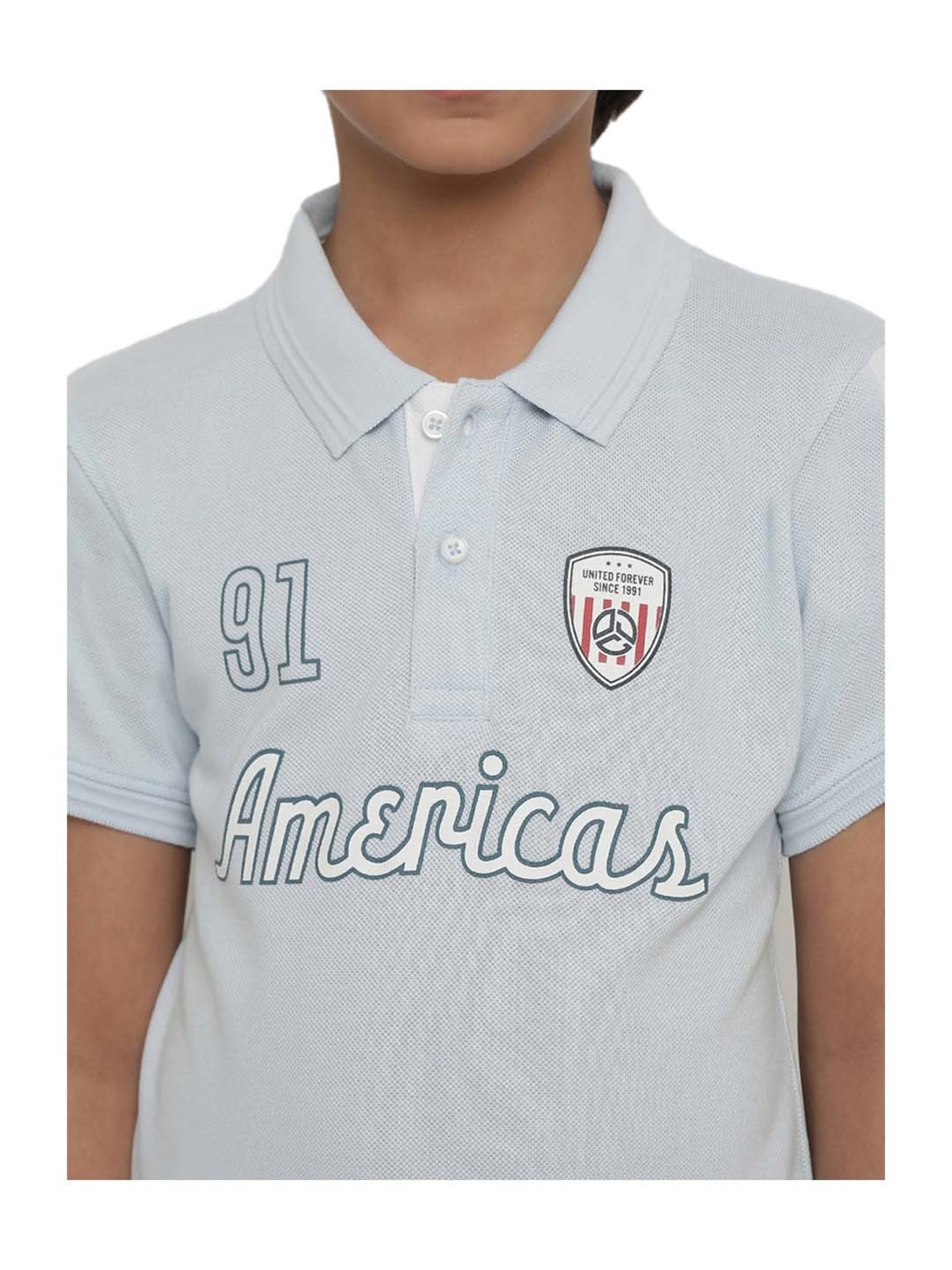 Octave Boys Blue Cotton Printed Polo T-Shirt