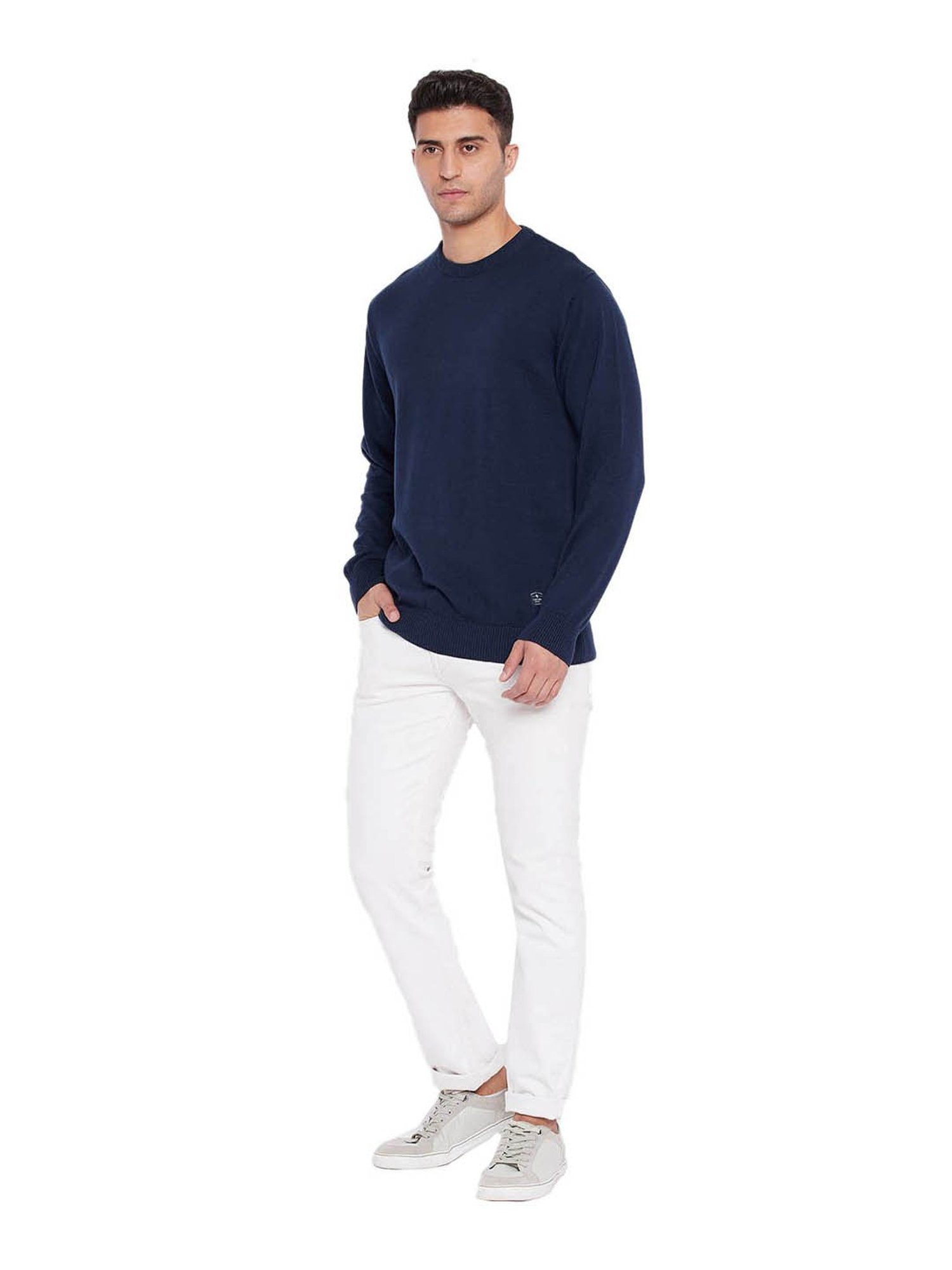 Cantabil Ink Blue Regular Fit Sweater