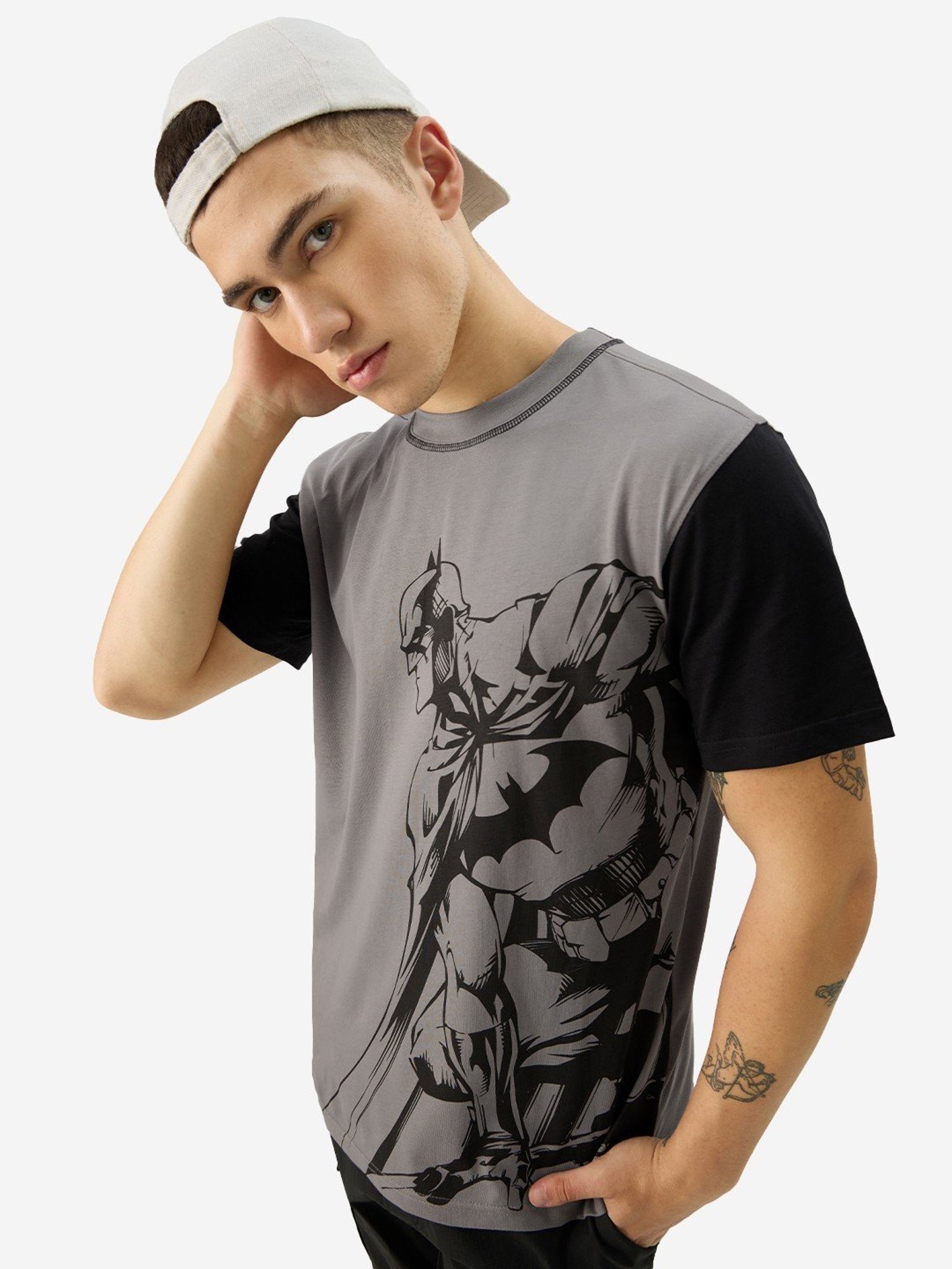 The Souled Store Grey Regular Fit Printed T-Shirt