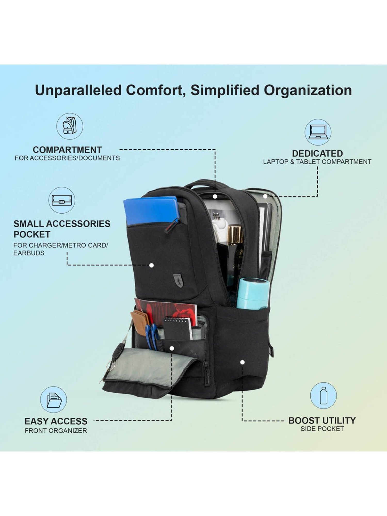 Red Tape 30 L Black Large Laptop Backpack