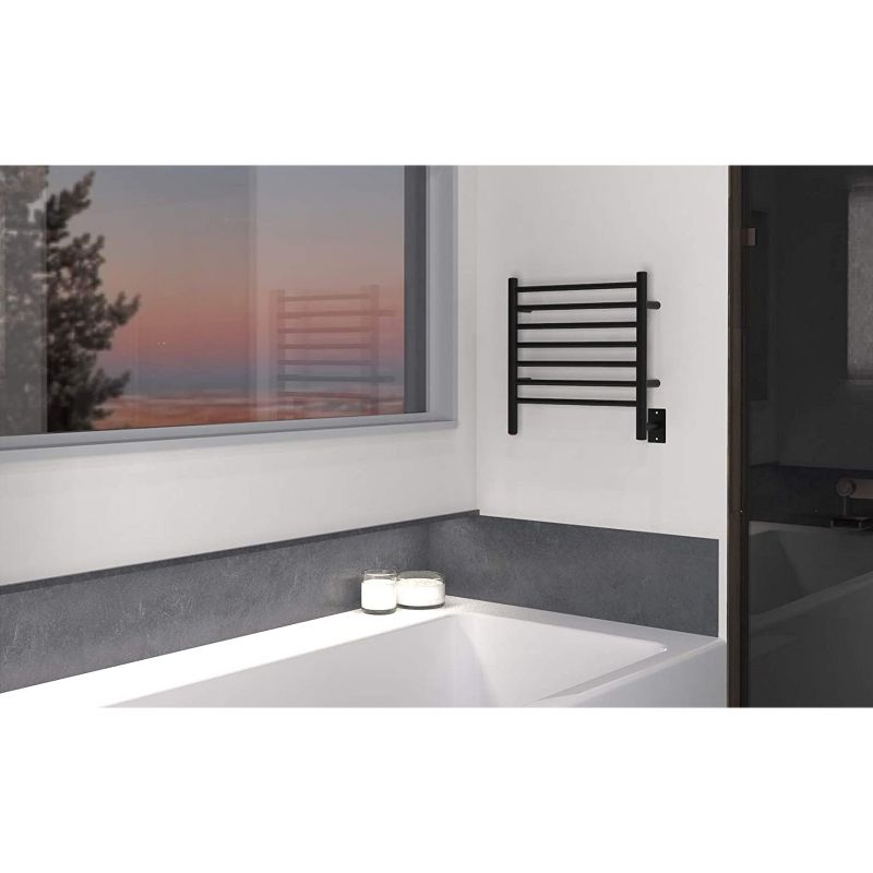 Amba RWHS-SMB Radiant Small 7 Bar Plug In Corded Heated Bathroom Towel Warmer with On/Off Switch and Hardwire Kit, Matte Black