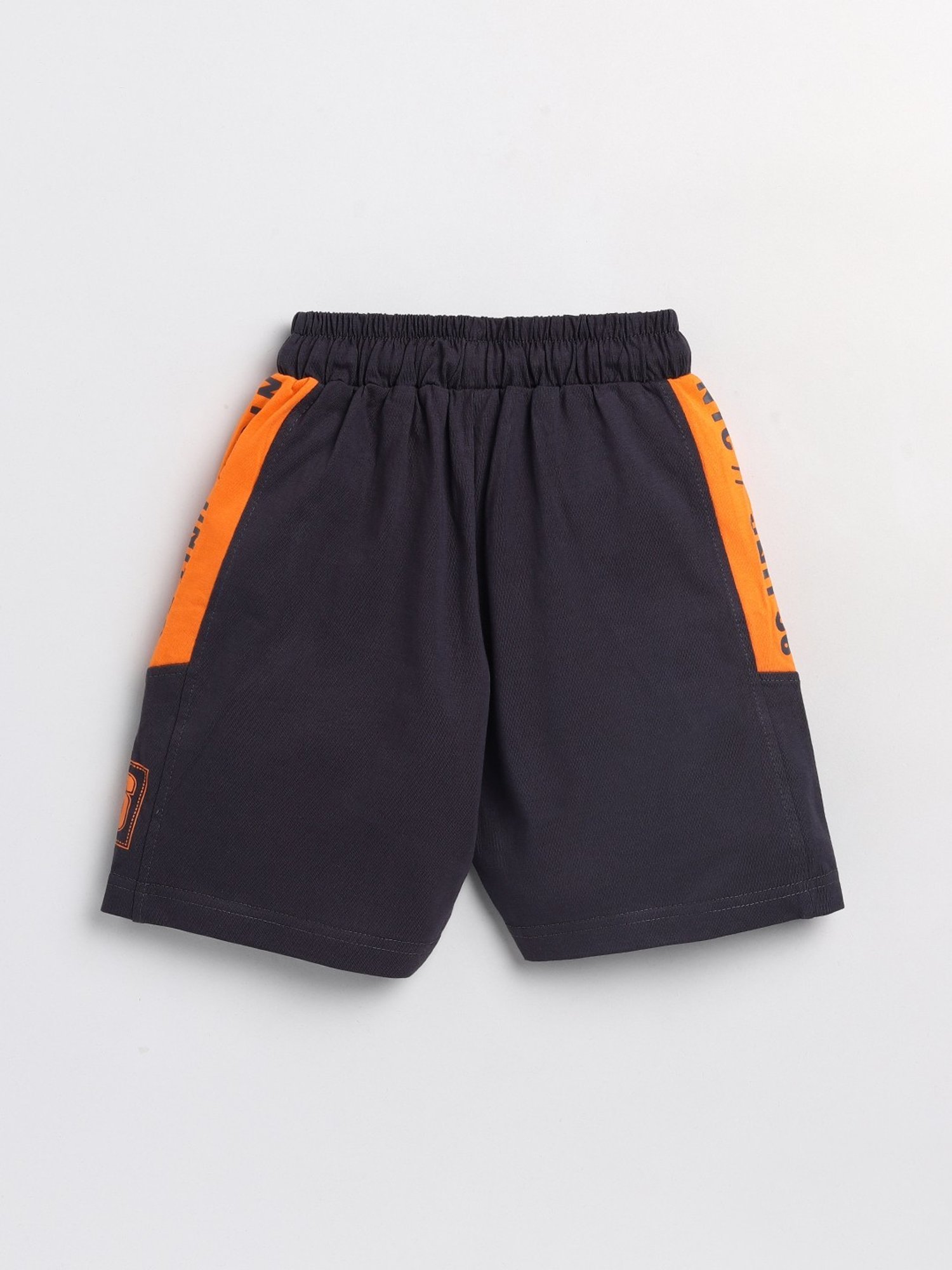 Todd N Teen Kids Grey & Orange Cotton Color Block Bermunda