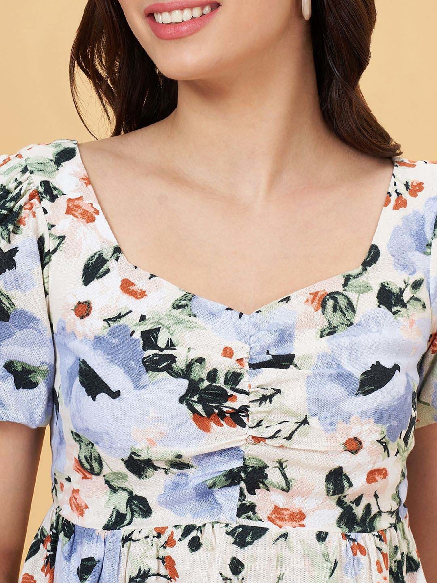 Honey by Pantaloons White & Blue Printed Top