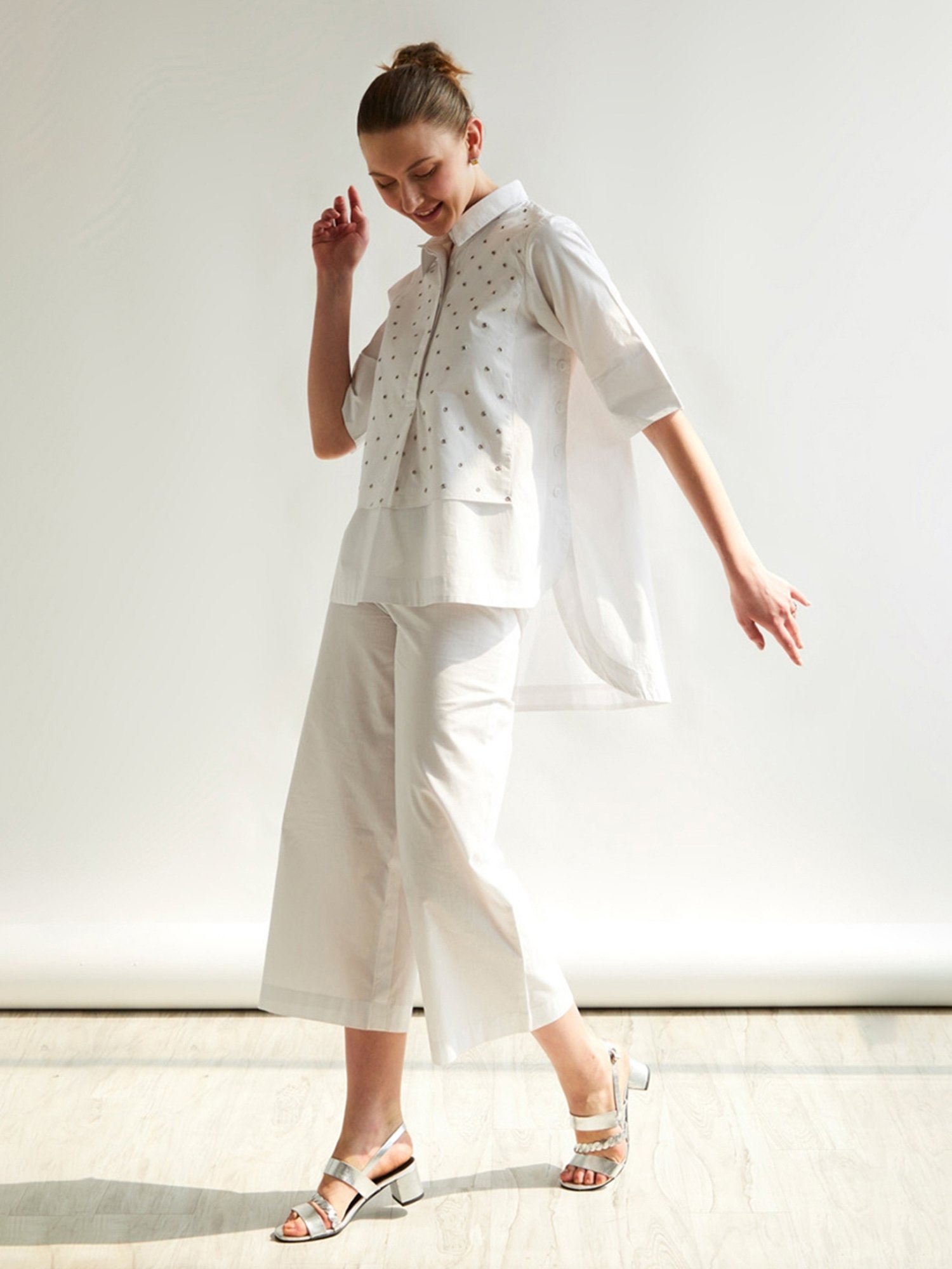 House of Manaa White Hom Allure Shirt with Pant