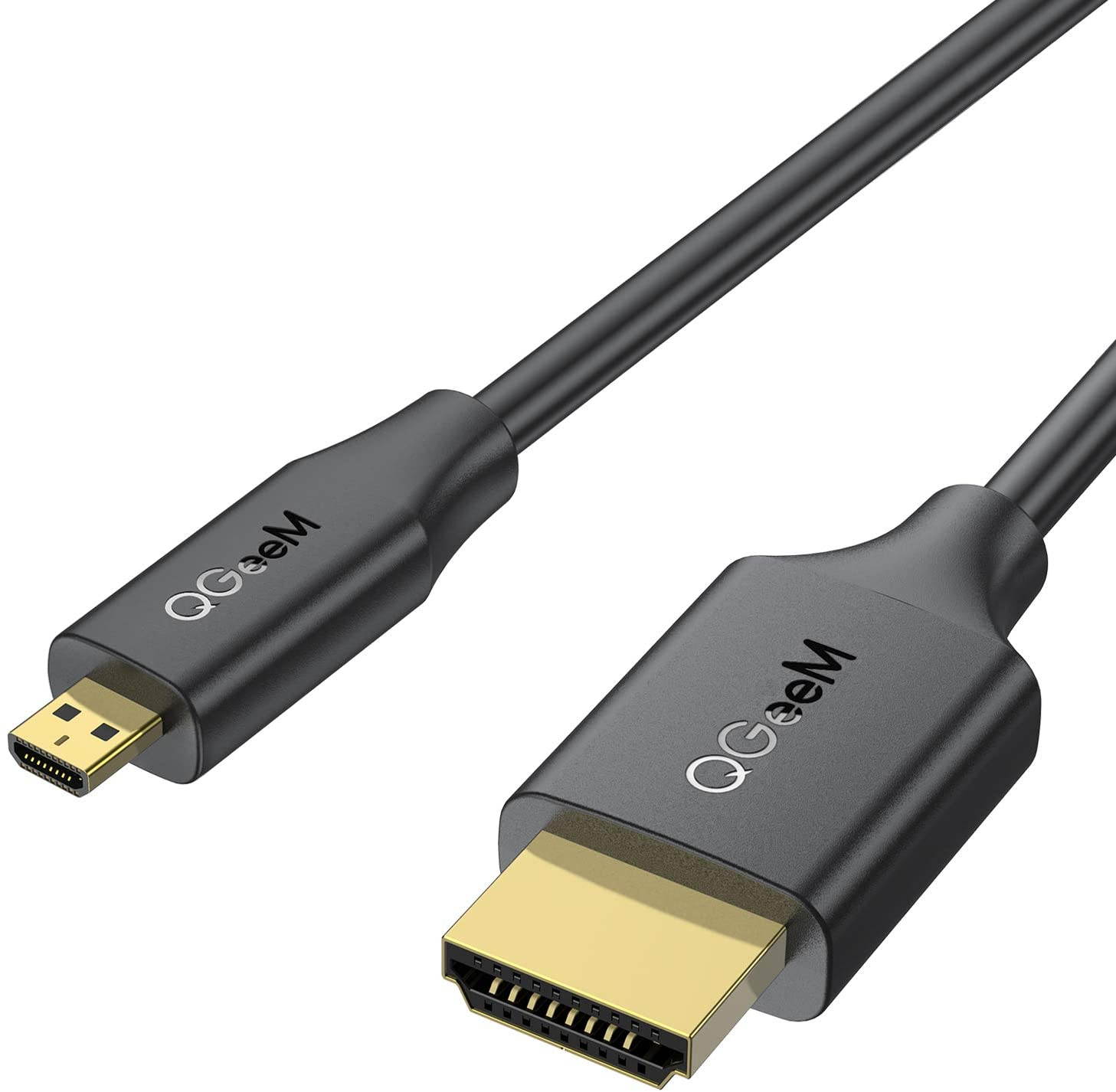 Micro HDMI to HDMI Cable 6FT, QGeeM High Speed 4K 60Hz Male to Male HDR HDMI 2.0 Adapter, Compatible with GoPro Hero 7/6 / 5, GoPro Hero 2018, Sony A6600 / A6400 Nikon Z50, Canon EOS M50Leica CL