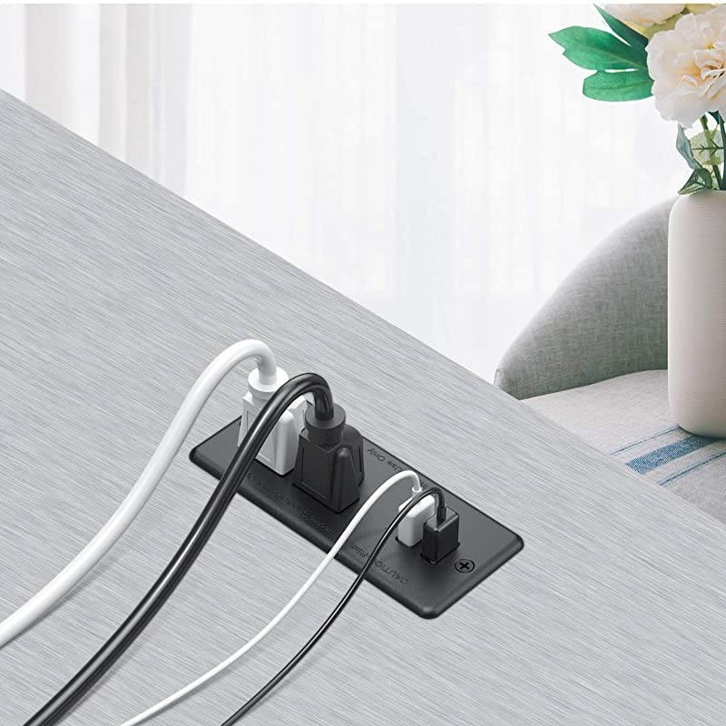 Recessed Power Strip SocketFurniture Recessed Power Outlet with 2 USB Charger2Outlet Desktop Charging StationDesktop Power Grommet with 656ft Power Cord