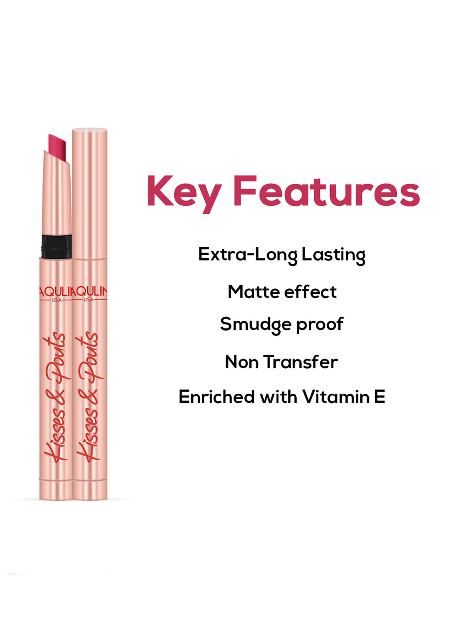 Jaquline USA Kisses & Pouts Transfer Proof Matte Lipstick Candy Kiss - 1.4 gm