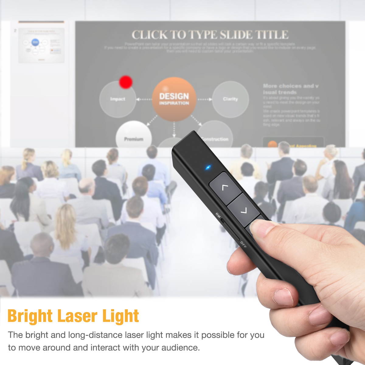 Presentation Clicker Red Laser Pointer 100FT Wireless Presenter Remote PowerPoint Clicker Presentation Remote, 2.4GHz Presentation Pointer for Mac, Laptop, Computer Cat Laser Toy