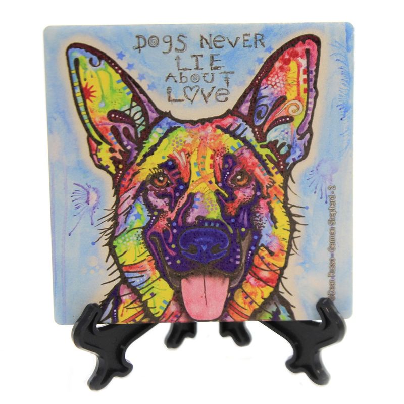 Animal 4.0" German Shepherd 2 Cork Back Coaster Easel Sjt Enterprises  -  Coasters