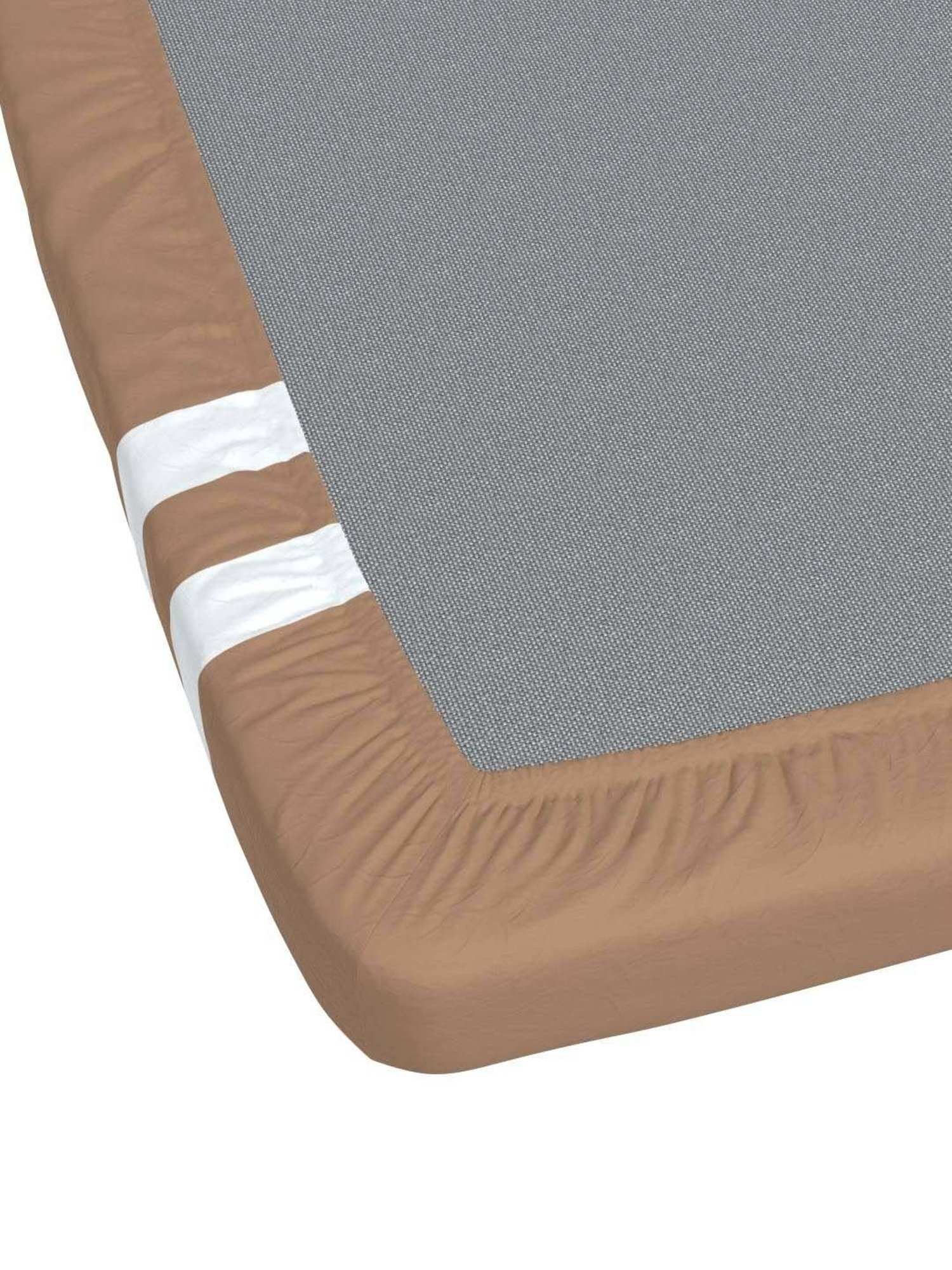 NAUTICA Coastal Stripes Brown & White Cotton Super King Size Bed Sheet With Pillow Covers