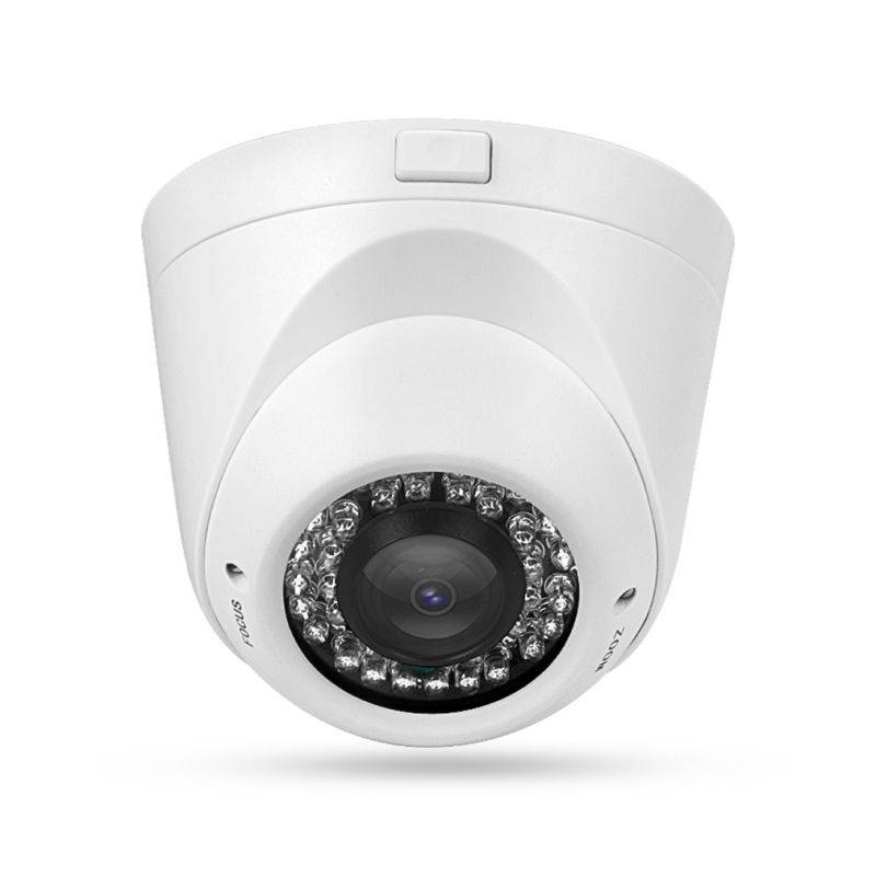 HD 1080P 4-in-1 (TVI/AHD/CVI/CVBS) Security Dome Camera, 2.8mm-12mm Manual Focus/Zoom Varifocal Lens, Weatherproof Metal Housing 36 IR-LEDs Day & Night Monitoring (White) TMEZON