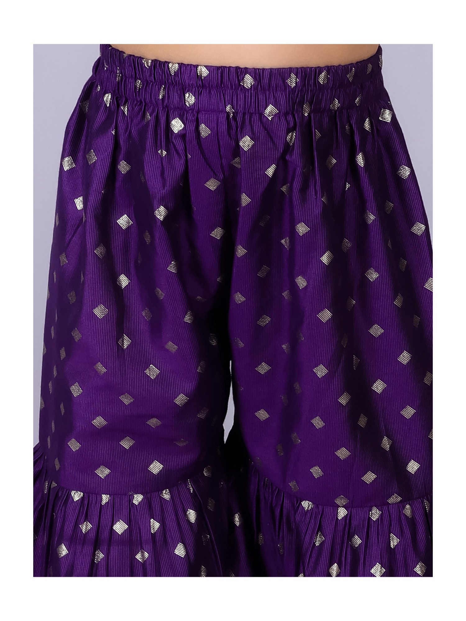 Lil Drama Kids Purple & Pink Embroidered Kurta with Gharara