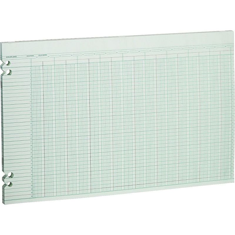 Wilson Jones Accounting Sheets 30 Columns 11 x 17 100 Loose Sheets/Pack Green G5030