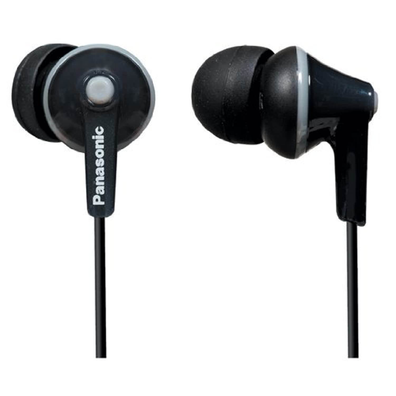 Panasonic ErgoFit Earbud Headphones with Microphone and Call Controller Compatible with iPhone, Android and Blackberry - RP-TCM125-K - In-Ear (Black), Earpads S/M/L