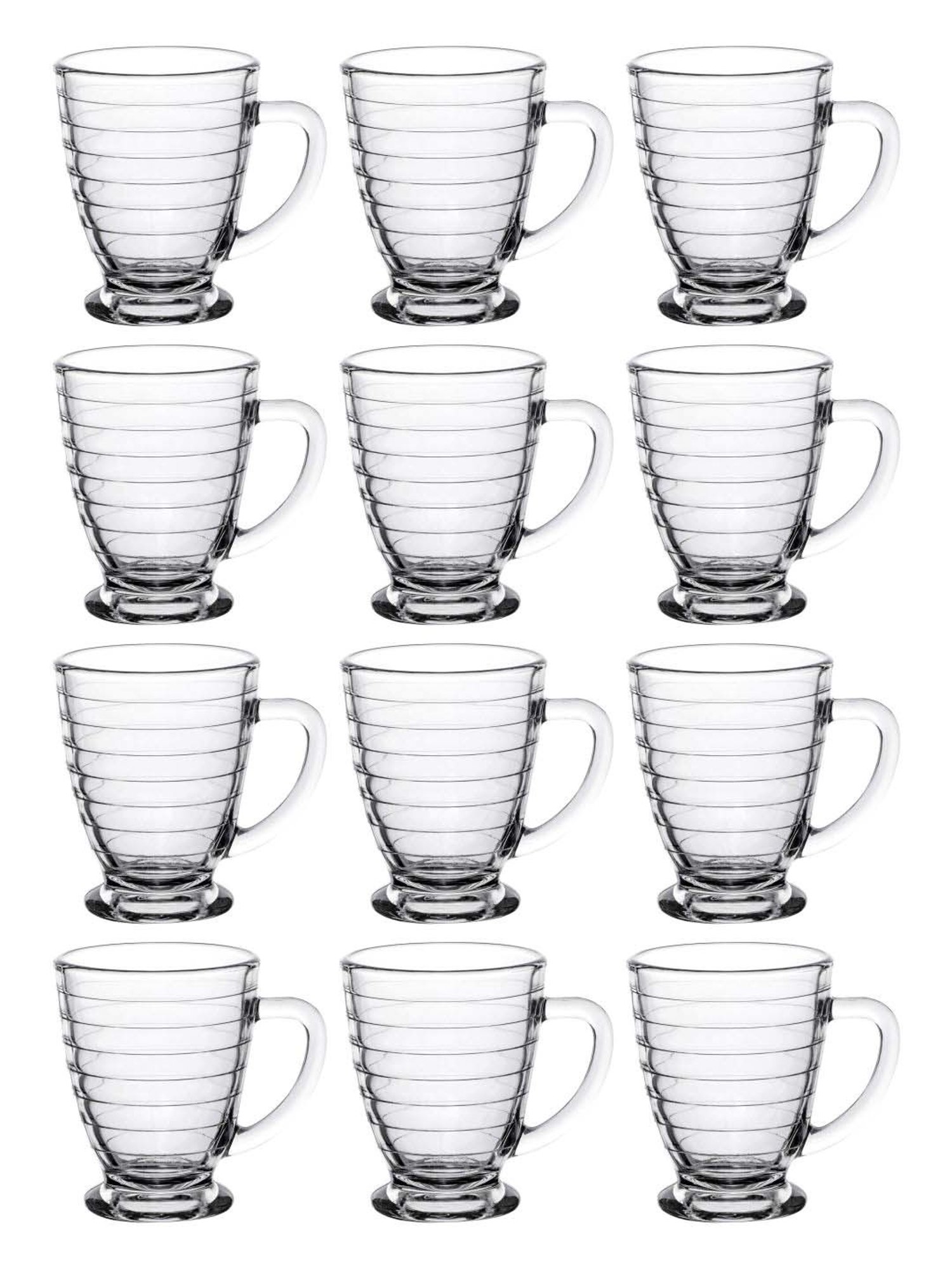 ROXX Antalya Ring Transparent Glass Coffee Mug (0.23 L) - Set of 12