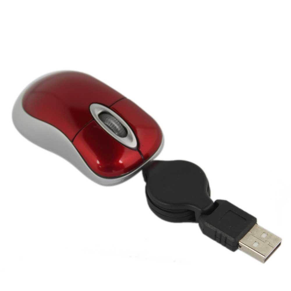6082 USB Mini Retractable Optical Scroll Wheel Mouse Red